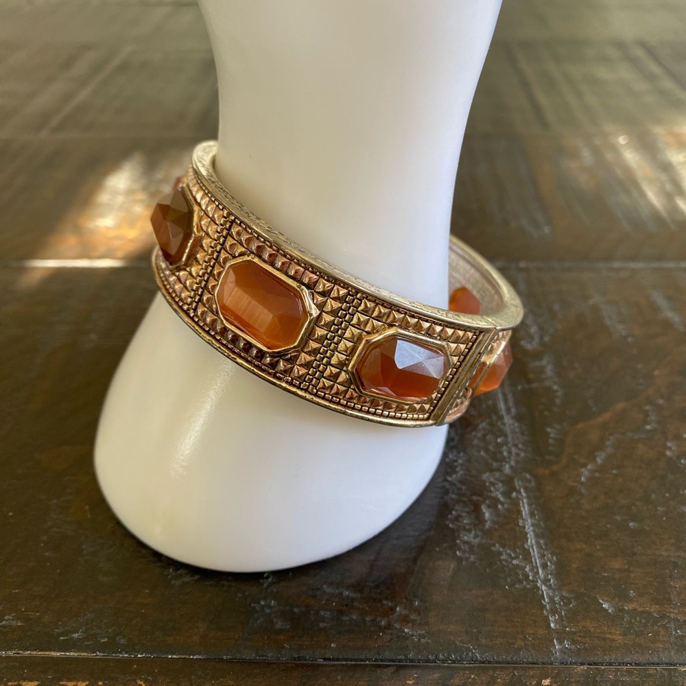 Gold-Tone Orange Stone Cuff Bracelet - Women's Jewelry
